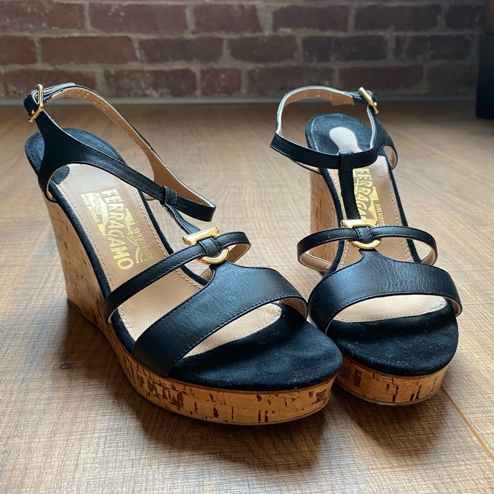 Salvatore Ferragamo Savita Cork Wedge Sandal